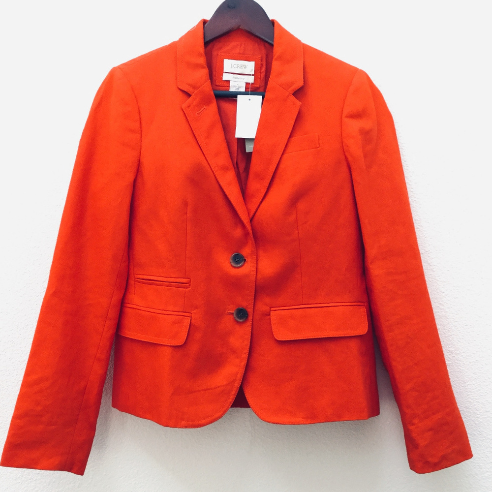 J Crew hot red Schoolboy linen blazer